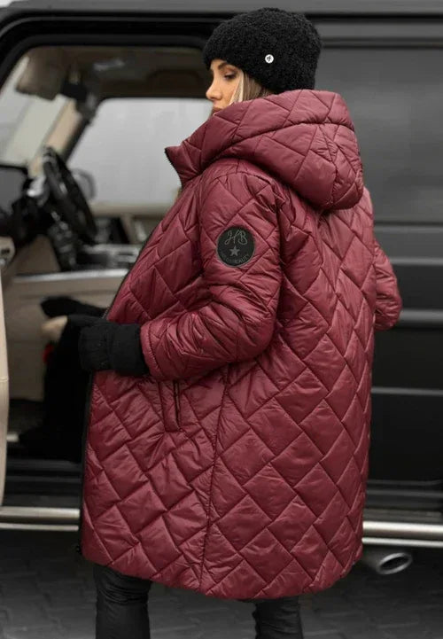 Linda | Elegant Quilted Down Jacket with Hood - MABEL LONDON