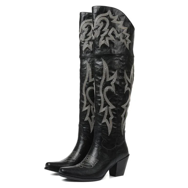 CHEYENNE™ – Classic Over-the-Knee Cowboy Boots - MABEL LONDON