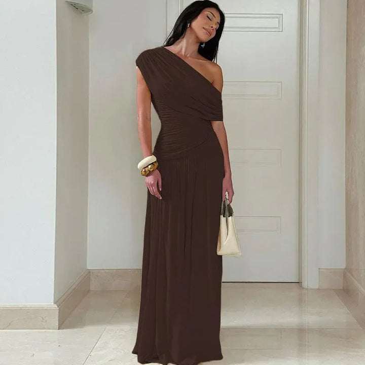MANO™ - Elegant One Shoulder Evening Bodycon Maxi Dress - MABEL LONDON
