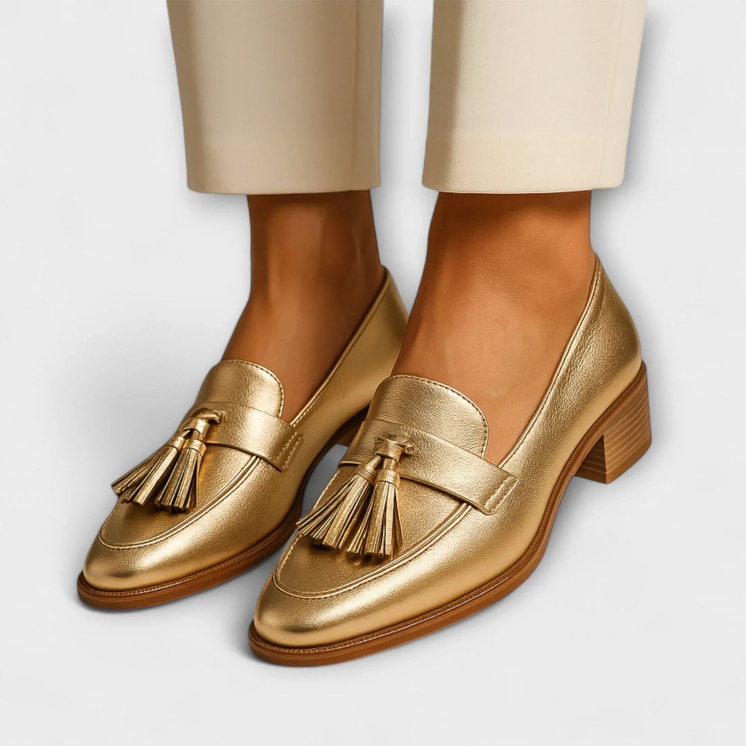 Isolde - Golden Shine Loafers - MABEL LONDON