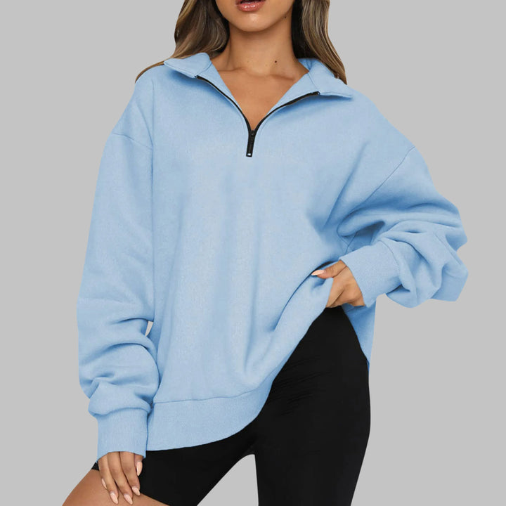 TENLEY™ - Casual Oversized Half Zip Long Sleeve Sweatshirt - MABEL LONDON