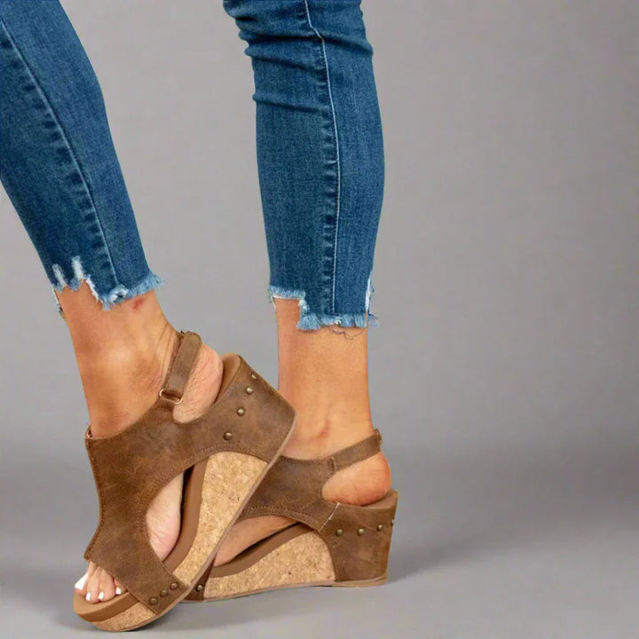 LUARYA™ - Everyday Comfort Cork Wedge Sandals - MABEL LONDON