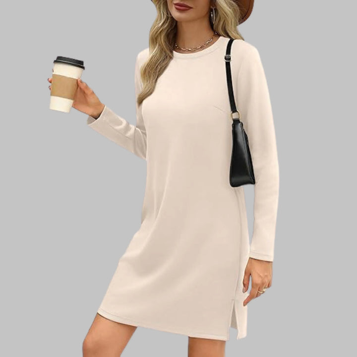TATLO™ - Casual Long Sleeve Round Neck Mini Dress - MABEL LONDON