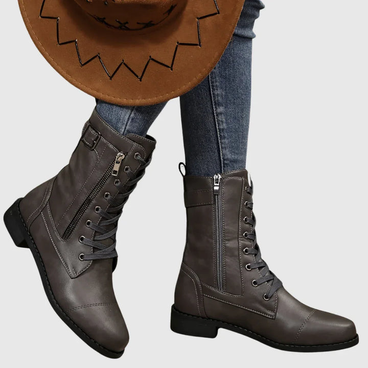 Carmine | Comfortable Side-Zip Leather Boots - MABEL LONDON