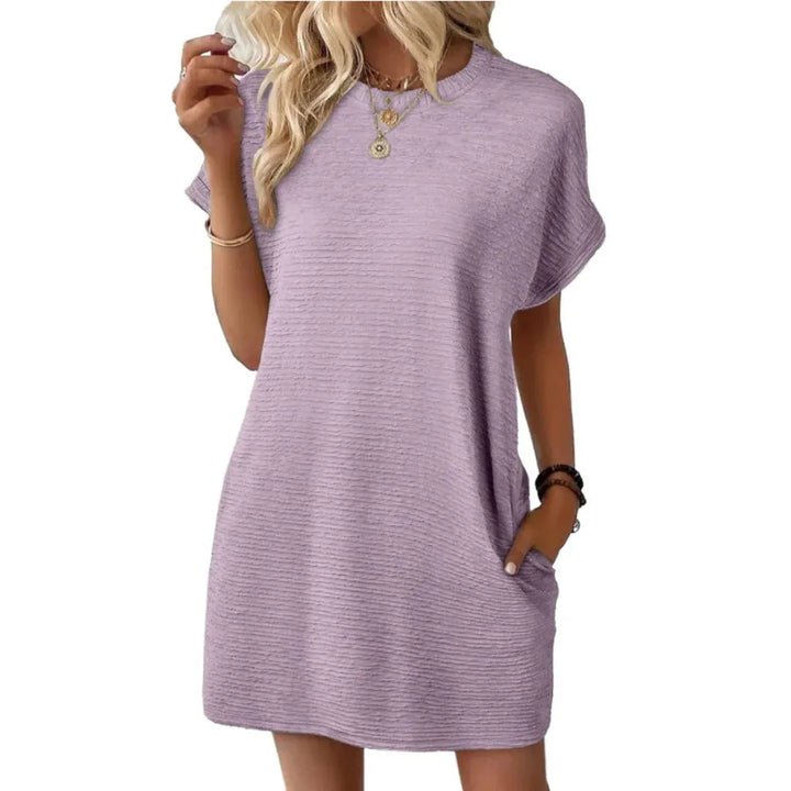 EVASHA™ – Casual Minimalist Round Neck Summer Dress - MABEL LONDON