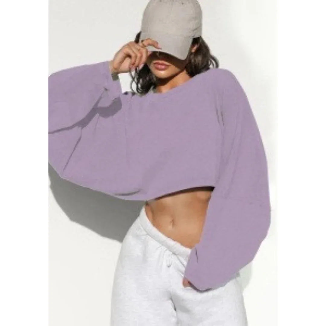 SKYE™ - Casual Cropped Pullover Sweatshirt - MABEL LONDON