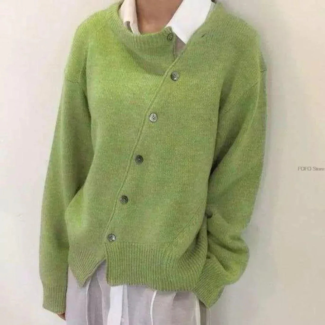 ALYCIA™ - Asymmetric Button Cardigan - MABEL LONDON