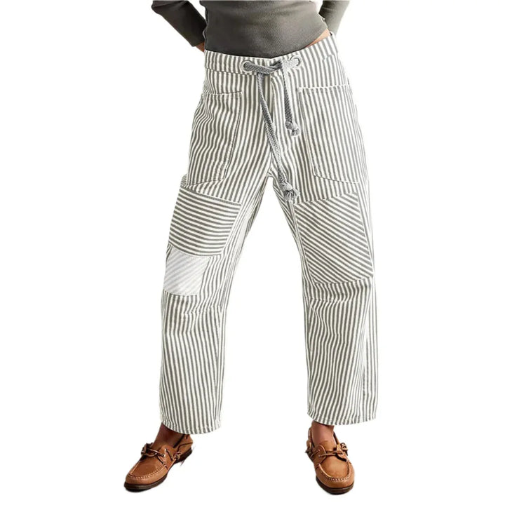 PERLAH™ – Chic Stripe Drawstring Wide-Leg Pants - MABEL LONDON