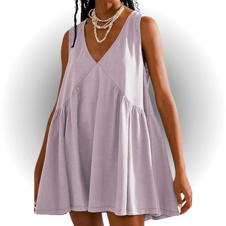 GARNETH™ – Casual Summer Sleeveless V-Neck Mini Dress - MABEL LONDON