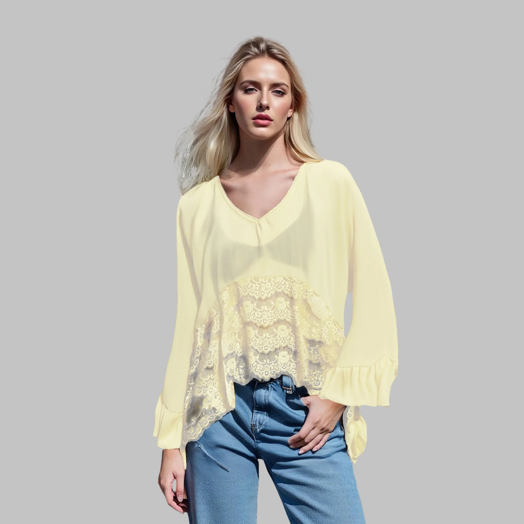 LEONA™ - Classy V-Neck Batwing Sleeve Cover-Up Top - MABEL LONDON