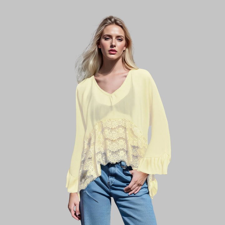 LEONA™ - Classy V-Neck Batwing Sleeve Cover-Up Top - MABEL LONDON