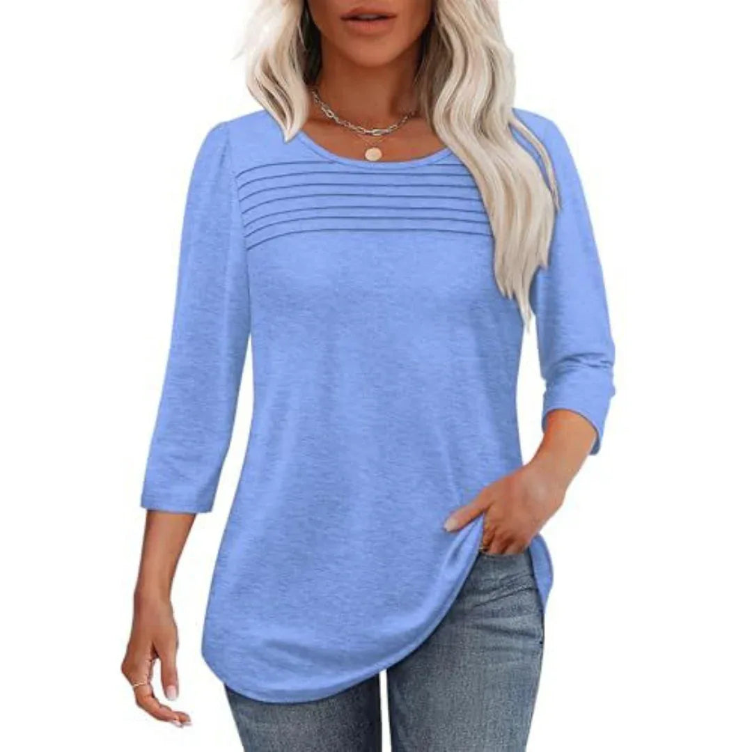 TESSARA™ – Casual Pleated Front Spring Top - MABEL LONDON