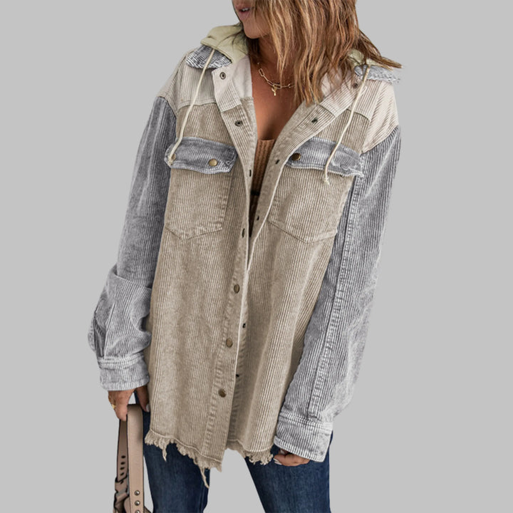 DABRINA™ - Classic Button Down Long Sleeve Hooded Jacket - MABEL LONDON