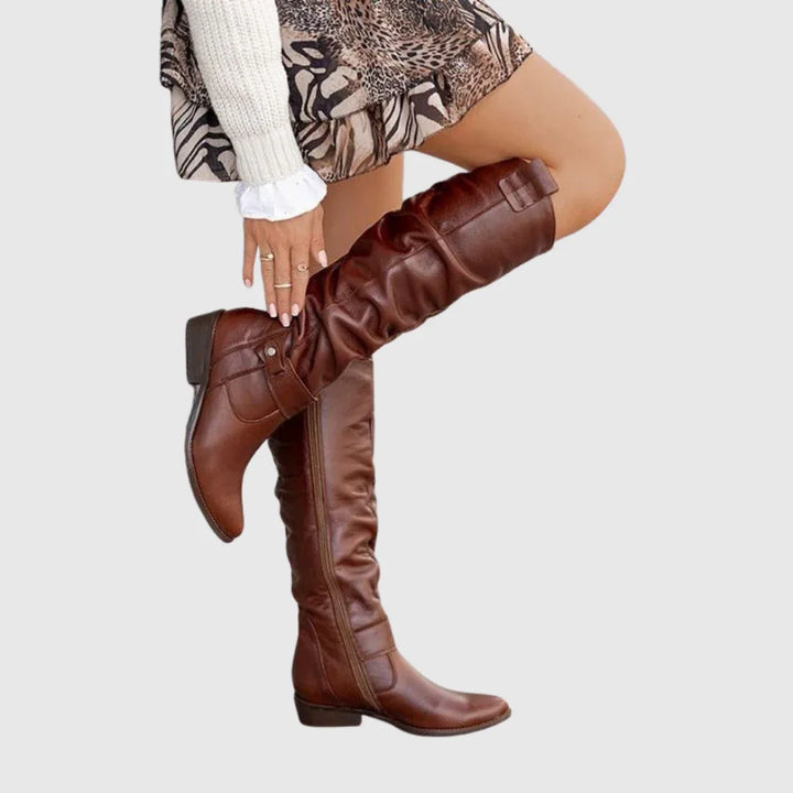 Noriel | Elegant Knee-High Leather Boots - MABEL LONDON