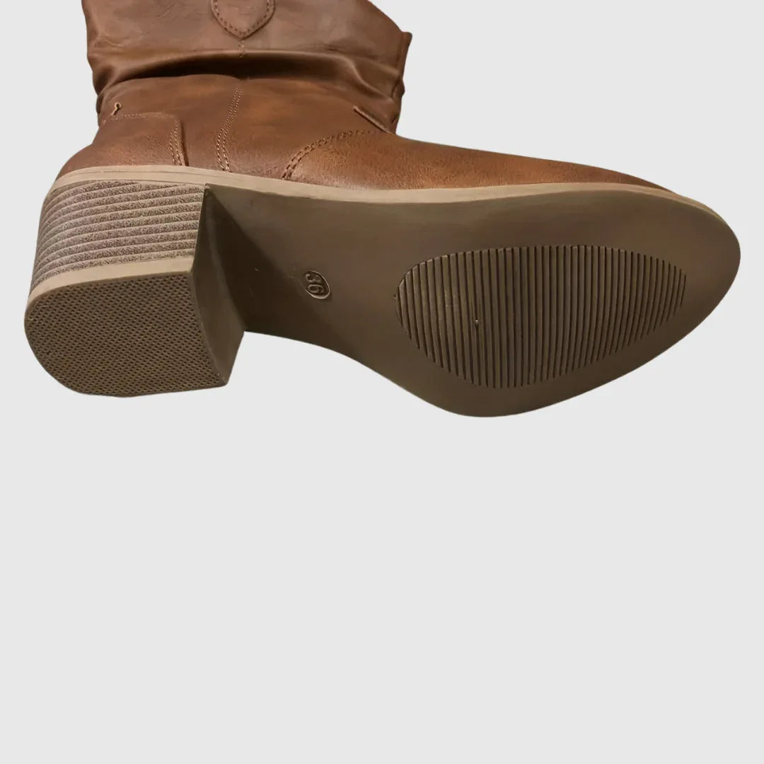 Hattie | Brown Western Boots - MABEL LONDON