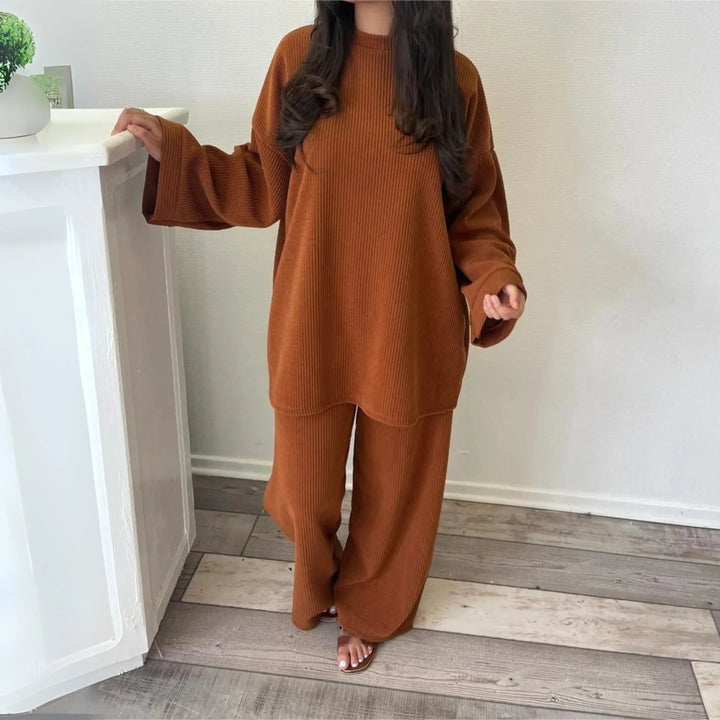 UNI™ - Casual Loose Top and Wide Leg Pants Set - MABEL LONDON