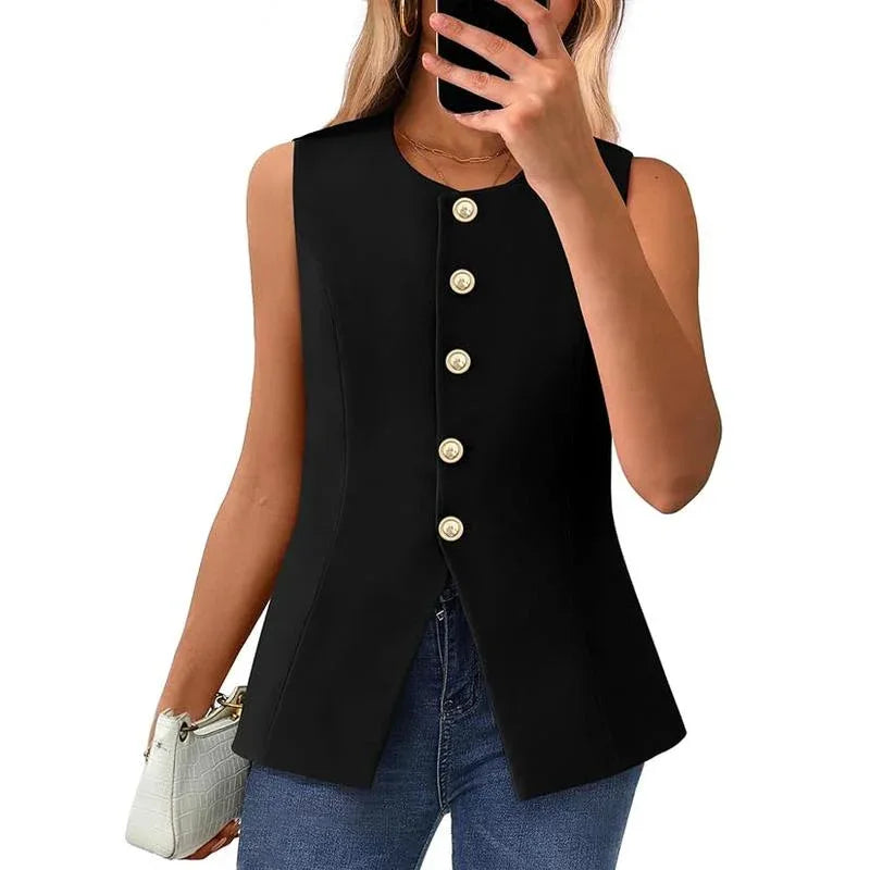 CORAZON™ – Chic Sleeveless Button-Down Vest - MABEL LONDON
