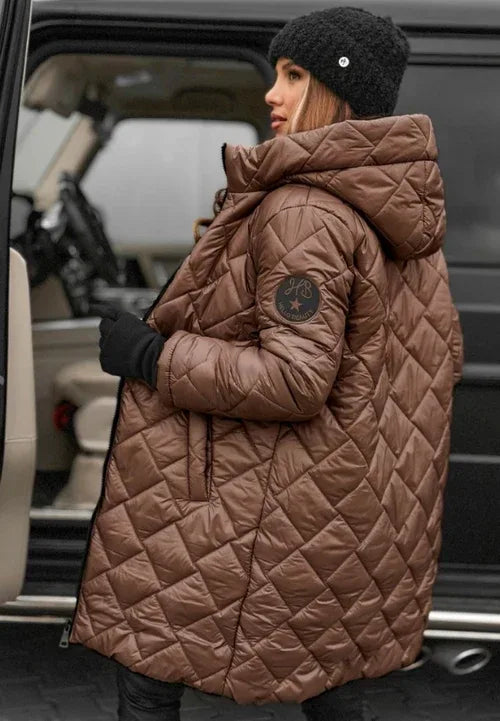 Linda | Elegant Quilted Down Jacket with Hood - MABEL LONDON