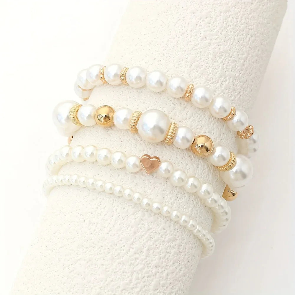 Pearl Heart Bracelet Set - MABEL LONDON