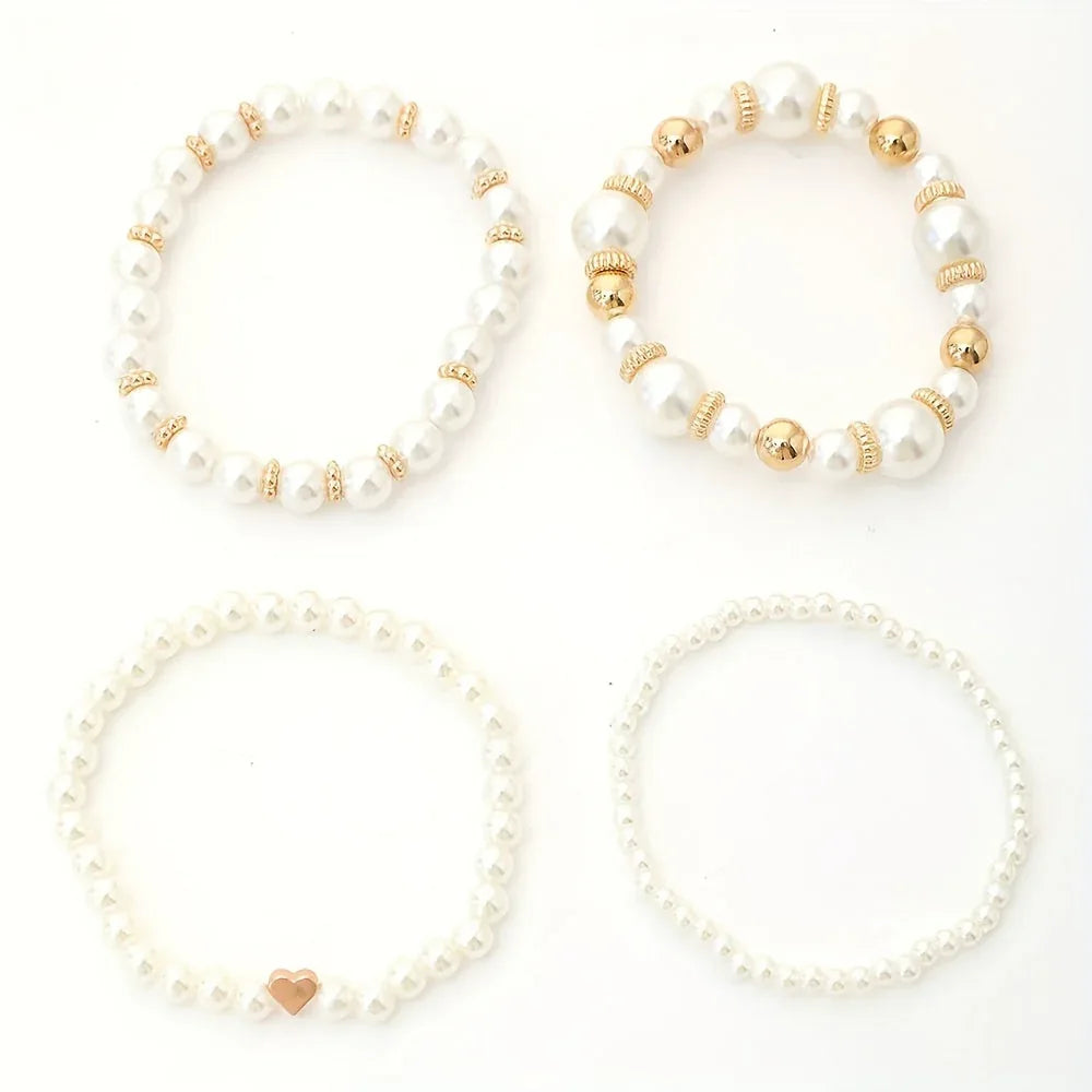 Pearl Heart Bracelet Set - MABEL LONDON