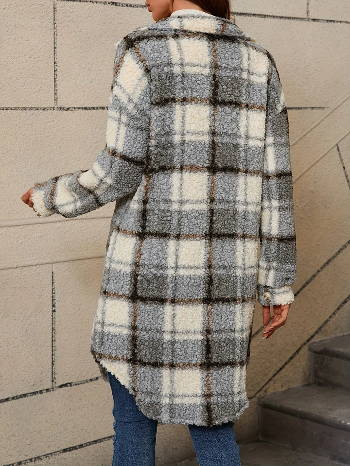 Mila – Soft Plaid Lapel Coat - MABEL LONDON
