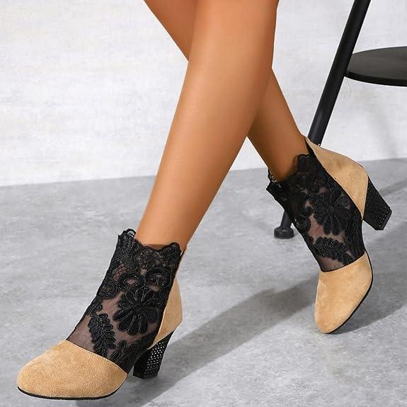 JOLIE™ - Chic Lace Heeled Boots - MABEL LONDON