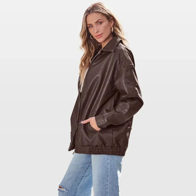 ANNETTE™ – Modern Oversized Vintage Inspired Biker Jacket - MABEL LONDON