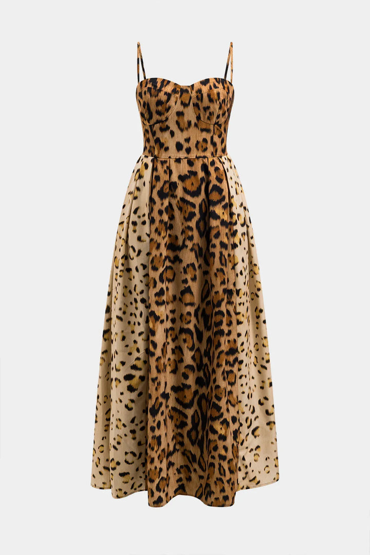 BIANCA™ - Bold Leopard Print Midi Dress - MABEL LONDON
