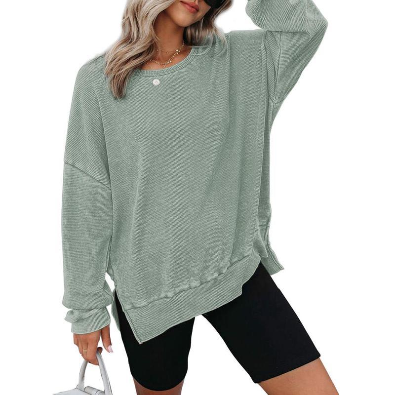 THALIENE™ - Casual Oversized Crewneck Long Sleeve Sweatshirt - MABEL LONDON