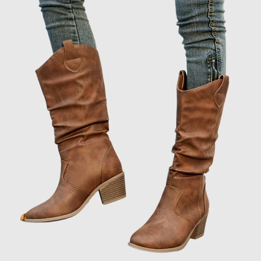 Hattie | Brown Western Boots - MABEL LONDON
