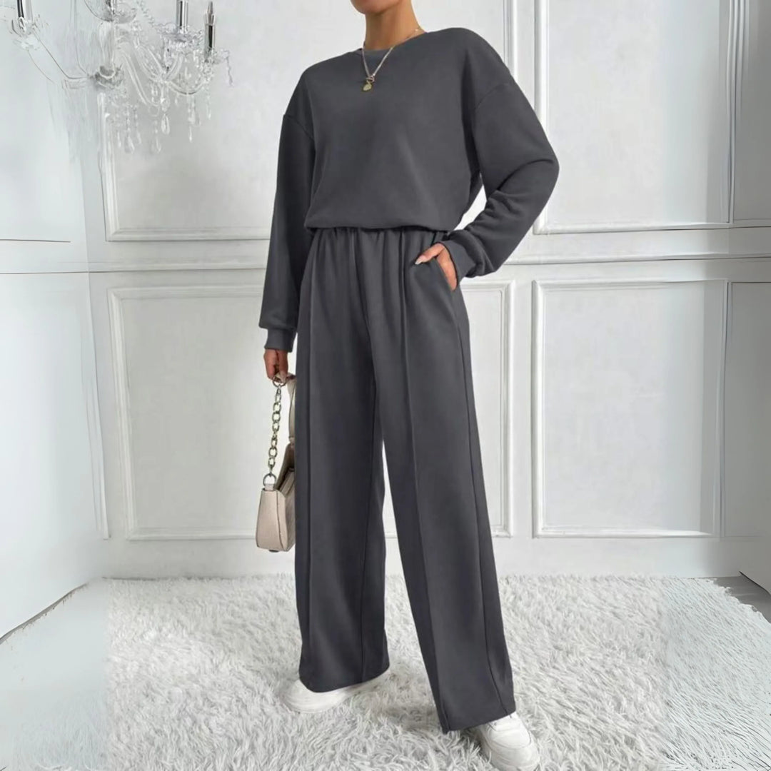 TINIDOR™ - Casual Long Sleeve Sweatshirt and High Waist Pants Set - MABEL LONDON