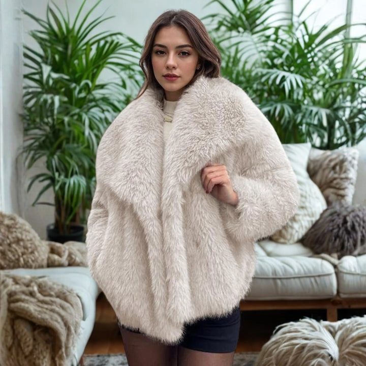 CORRINE™ - Classy Long Sleeve Collared Fuzzy Coat - MABEL LONDON