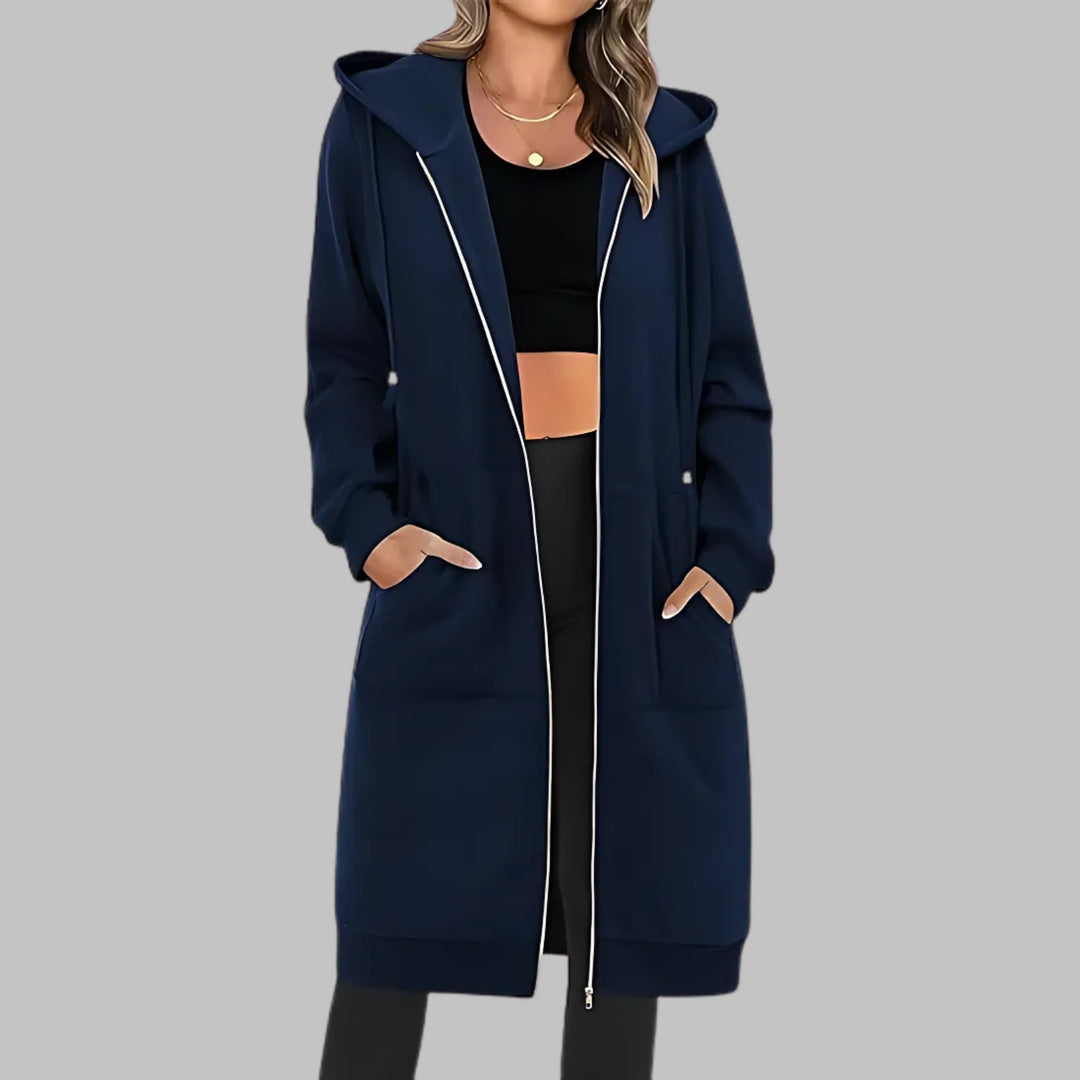 TIOMARA™ - Casual Zip Up Oversized Long Jacket - MABEL LONDON