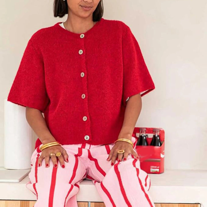 VISAIA™ – Lightweight Short Sleeve Button Down Cardigan - MABEL LONDON