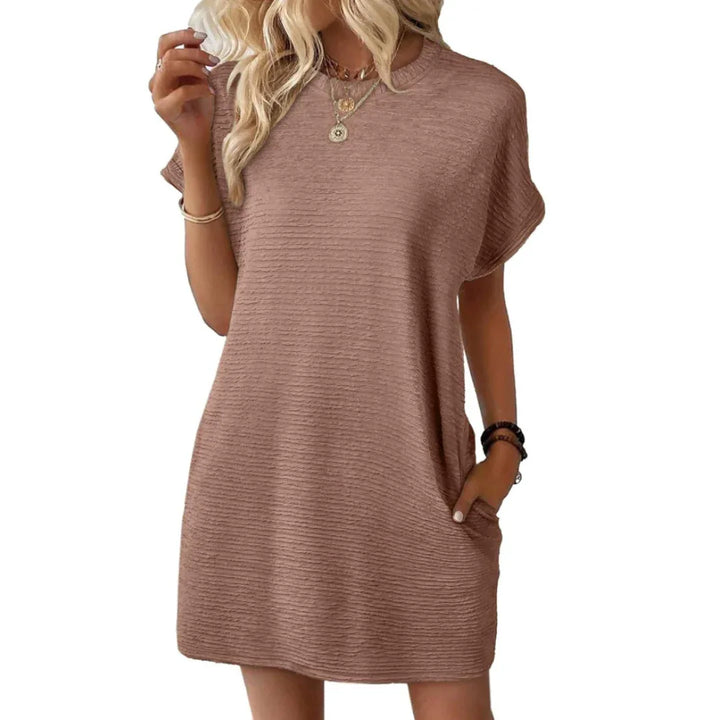 EVASHA™ – Casual Minimalist Round Neck Summer Dress - MABEL LONDON