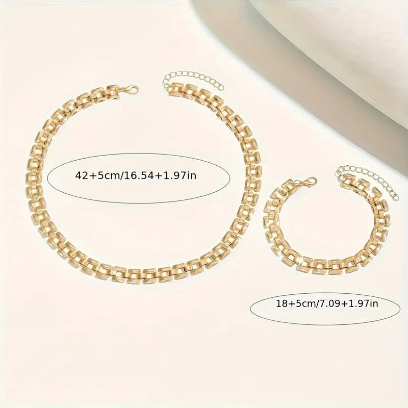 Square Buckle Necklace & Bracelet Set - MABEL LONDON