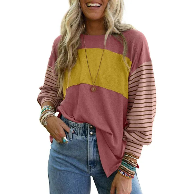 PERPETUA™ - Casual Long-Sleeve Oversized Crew Neck Top - MABEL LONDON