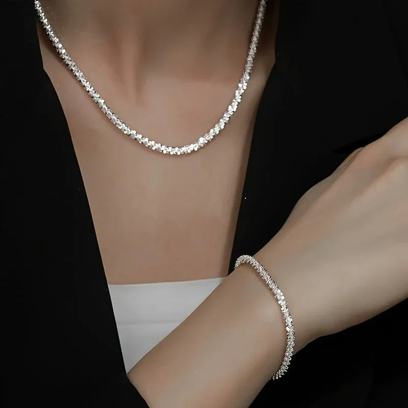 Minimalist Shimmer Necklace & Bracelet Set - MABEL LONDON