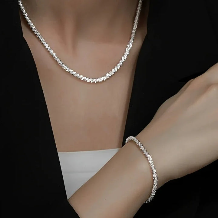 Minimalist Shimmer Necklace & Bracelet Set - MABEL LONDON