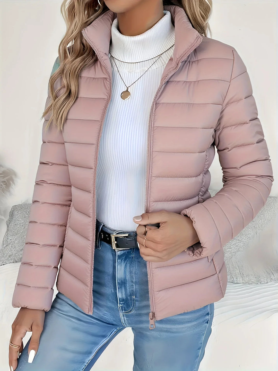 Nalia – Quilted High-Neck Jacket - MABEL LONDON
