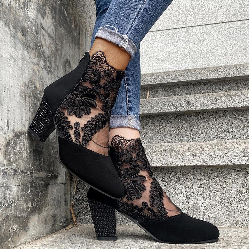 JOLIE™ - Chic Lace Heeled Boots - MABEL LONDON
