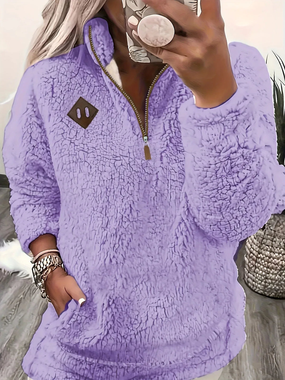 Ayla – Ultra-Soft High-Neck Fleece Pullover - MABEL LONDON