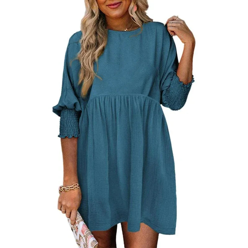 MIRASOL™ – Casual Crew Neck Loose Fit Mini Dress - MABEL LONDON