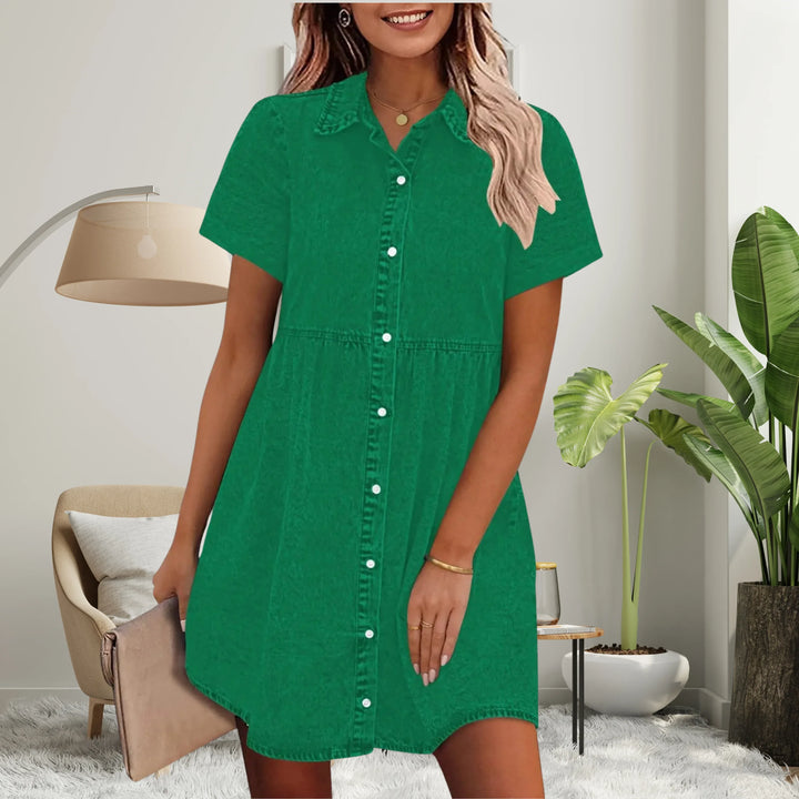 HADASSAH™ - Classic Short Sleeve Button Down Mini Dress - MABEL LONDON