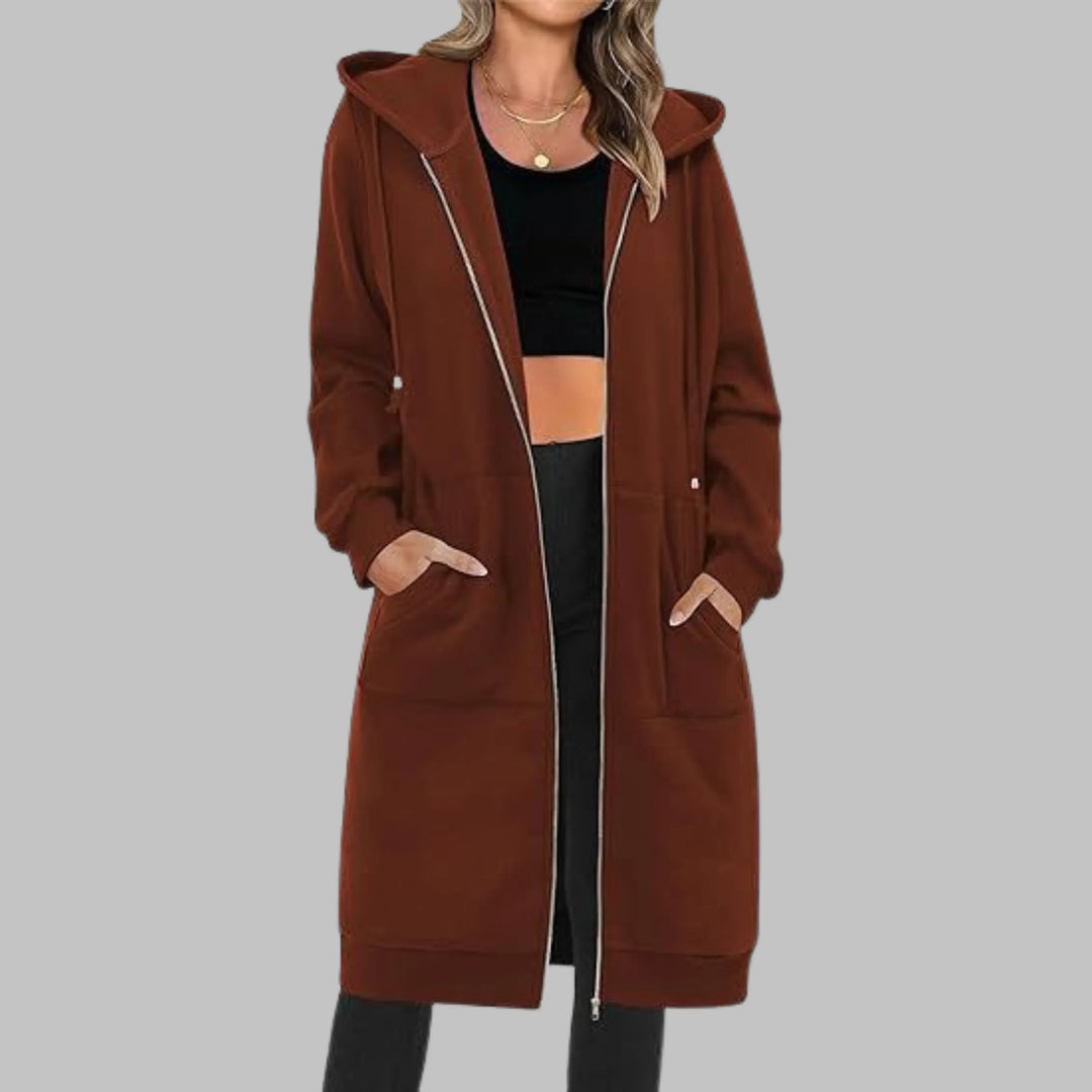TIOMARA™ - Casual Zip Up Oversized Long Jacket - MABEL LONDON
