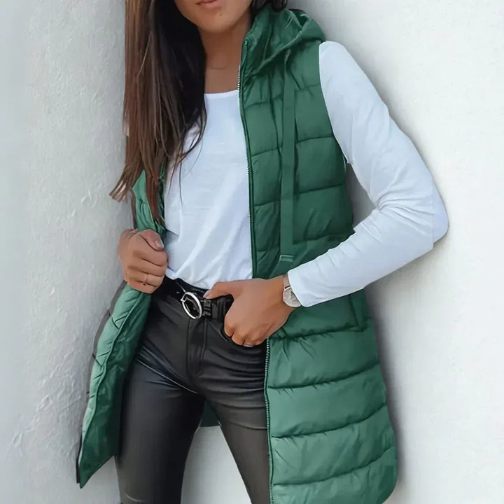 Maya | Sleeveless Hooded Puffer Vest - MABEL LONDON