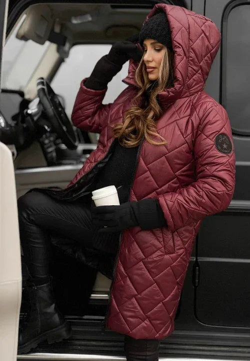 Linda | Elegant Quilted Down Jacket with Hood - MABEL LONDON