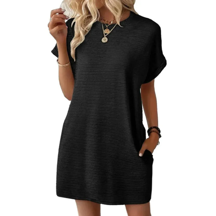 EVASHA™ – Casual Minimalist Round Neck Summer Dress - MABEL LONDON