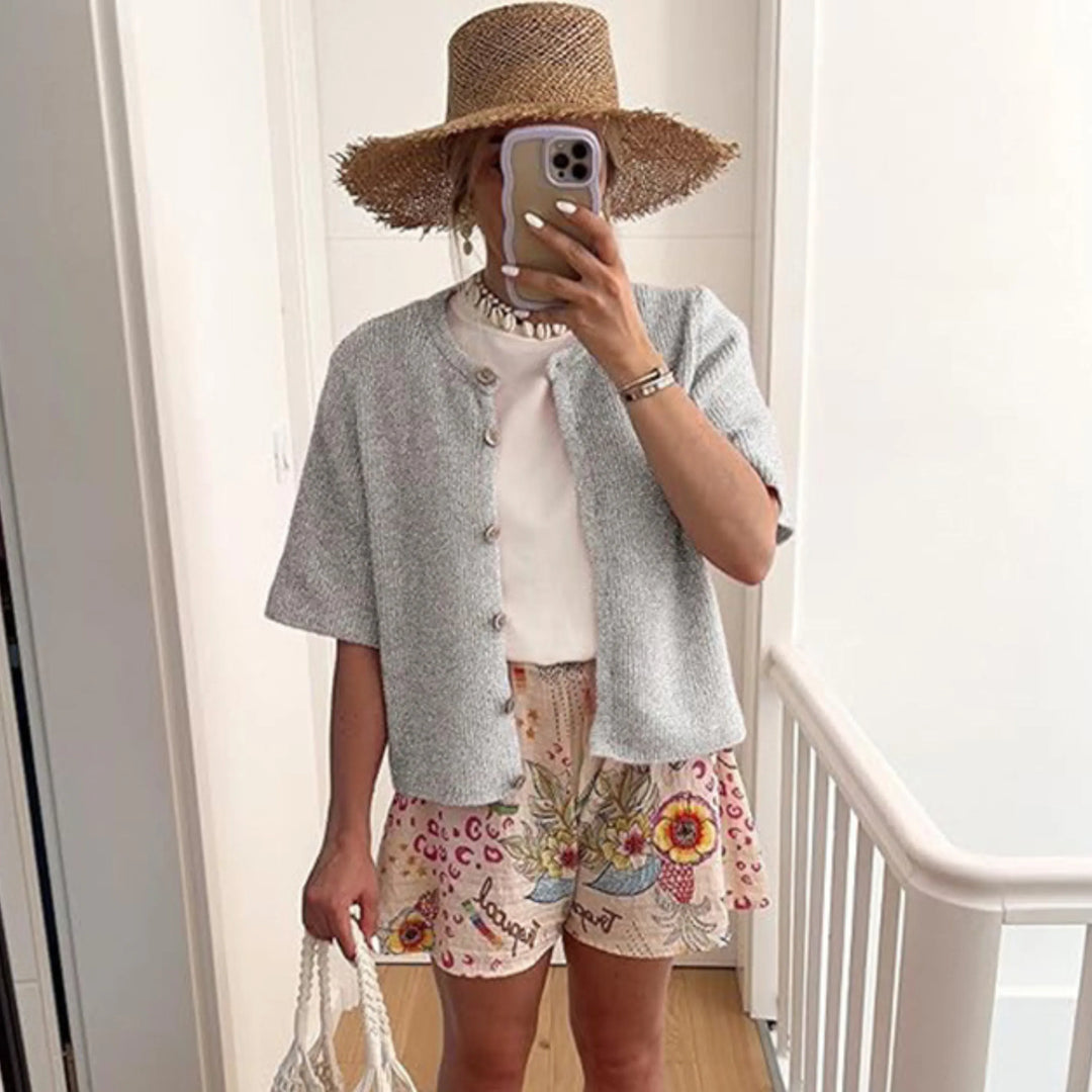 VISAIA™ – Lightweight Short Sleeve Button Down Cardigan - MABEL LONDON