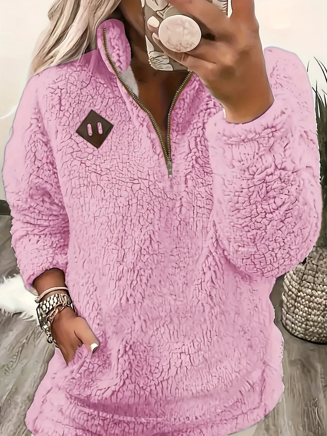 Ayla – Ultra-Soft High-Neck Fleece Pullover - MABEL LONDON